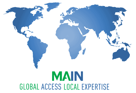 A graphic illustrating the global reach provided by the MAIN network.